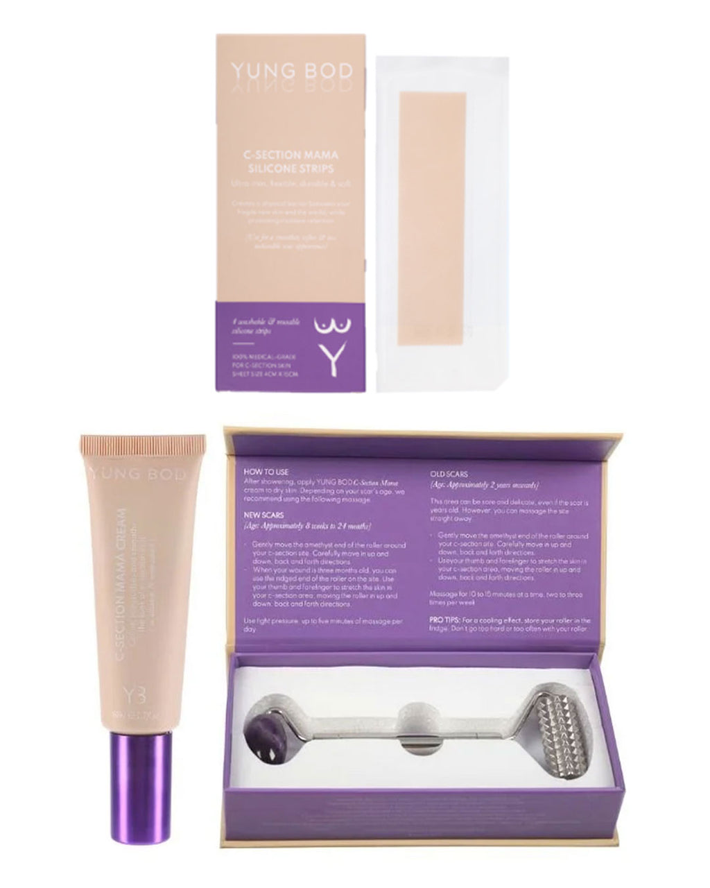 C-SECTION HEALING HAUS (1x scar cream, 1x massage roller & 1x packet of scar strips)